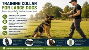 Owner using a training collar for large dogs for safe off-leash obedience practice