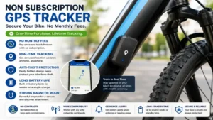 Non subscription gps tracker hidden on a bicycle to improve security and theft recovery