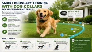 Dog collars for underground fence using receiver technology for safe boundary training