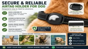 Secure airtag holder for dog with a snug fit that prevents the AirTag from falling out.
