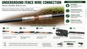 Secure splice connection for wire for underground fence with waterproof protection