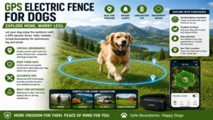 GPS electric fence for dogs protecting pets while exploring large outdoor areas