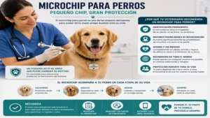 Veterinary care explaining how a microchip para perros helps protect dogs throughout their lives.