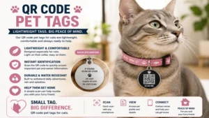 Lightweight qr code pet tags designed for cats with secure and comfortable collars