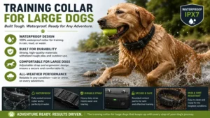 Waterproof training collar for large dogs suitable for outdoor activities and all-weather use