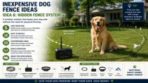 Inexpensive dog fence ideas featuring a hidden boundary system for open yards and large spaces