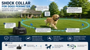 Shock collar for dogs perimeter paired with an outdoor containment system for large yards.