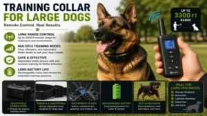 Remote-controlled training collar for large dogs with adjustable training modes