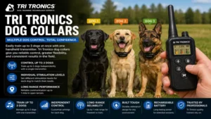 tri tronics dog collars supporting multiple dog control with one handheld transmitter