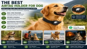Durable airtag holder for dog helping pet owners keep track of their dogs during outdoor adventures.