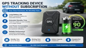 GPS tracking device without subscription featuring long battery life for extended tracking performance