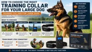 Training collars for large dogs comparing vibration, tone, and static training collar options.