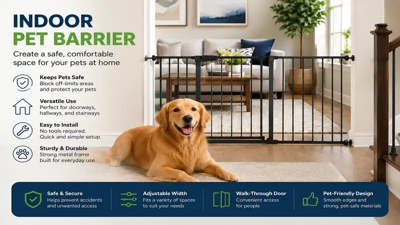 Indoor pet barrier creating a safe and comfortable space for pets inside the home