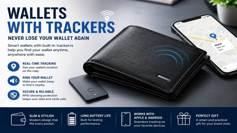 Premium wallets with trackers designed to help locate lost wallets quickly using smart tracking technology.
