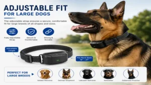 Dog training collar for large dogs with an adjustable fit for comfort and secure daily training