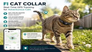 Fi cat collar providing real-time GPS tracking for adventurous indoor and outdoor cats
