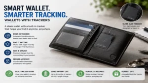 Slim wallets with trackers featuring a built-in tracking device for everyday convenience and security.