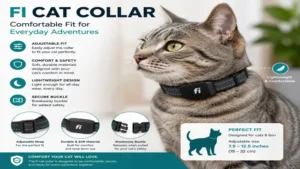 Fi cat collar with an adjustable and comfortable fit designed for everyday wear