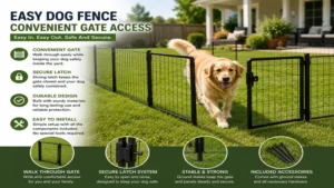 easy dog fence with a convenient gate for controlled access to the yard