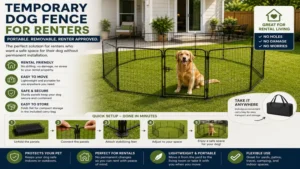 Temporary dog fence for renters designed for easy setup and removal at a rental property