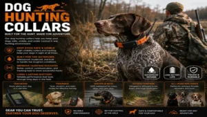 Dog hunting collars used by hunters to keep working dogs safe and visible during outdoor hunts